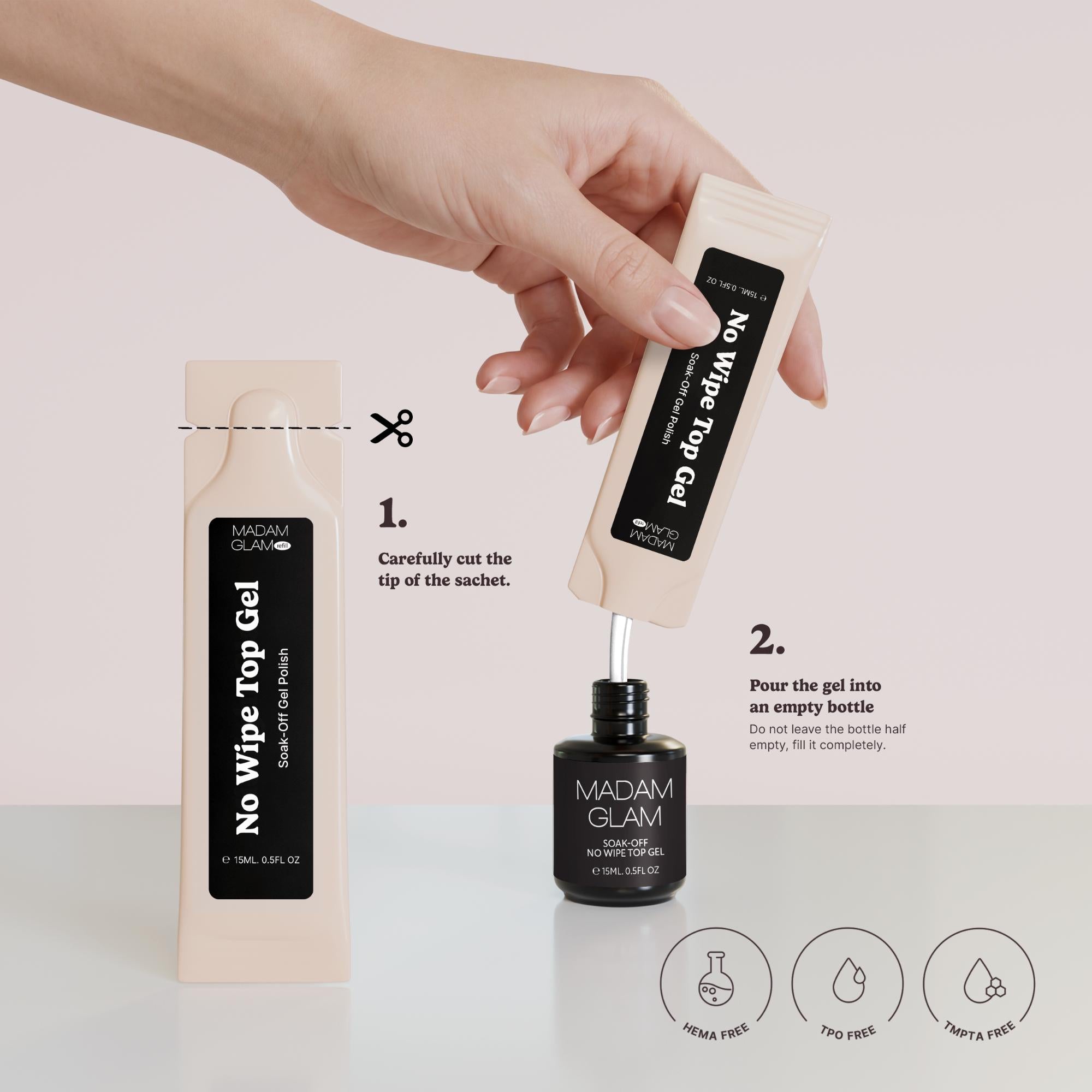 No Wipe Top Gel - Refill sachet | Madam Glam