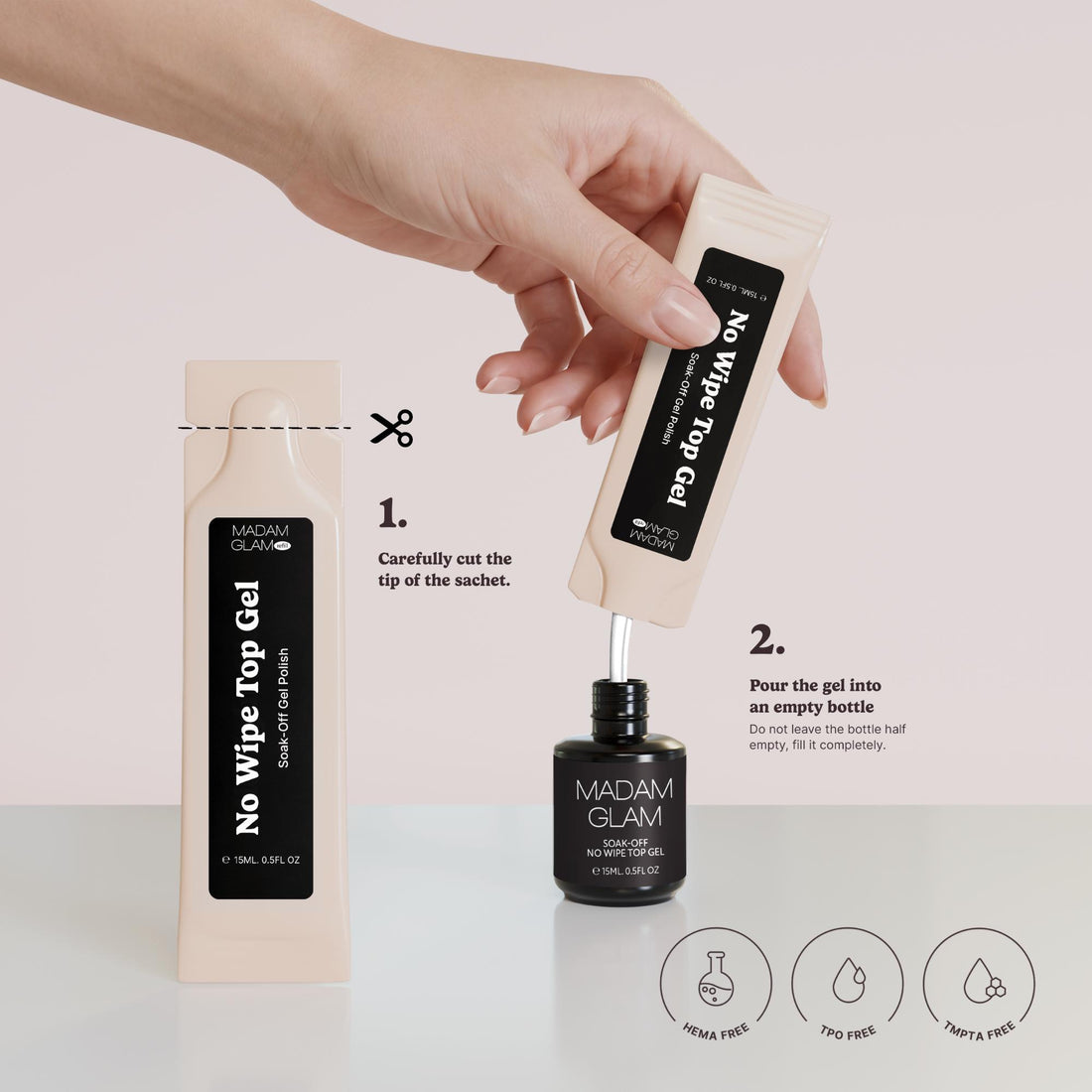No Wipe Top Gel - Refill sachet | Madam Glam