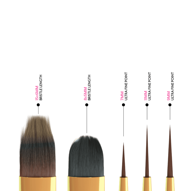 Set of 5 Filbert Shape Nail Art Brushes - ABC Brushes